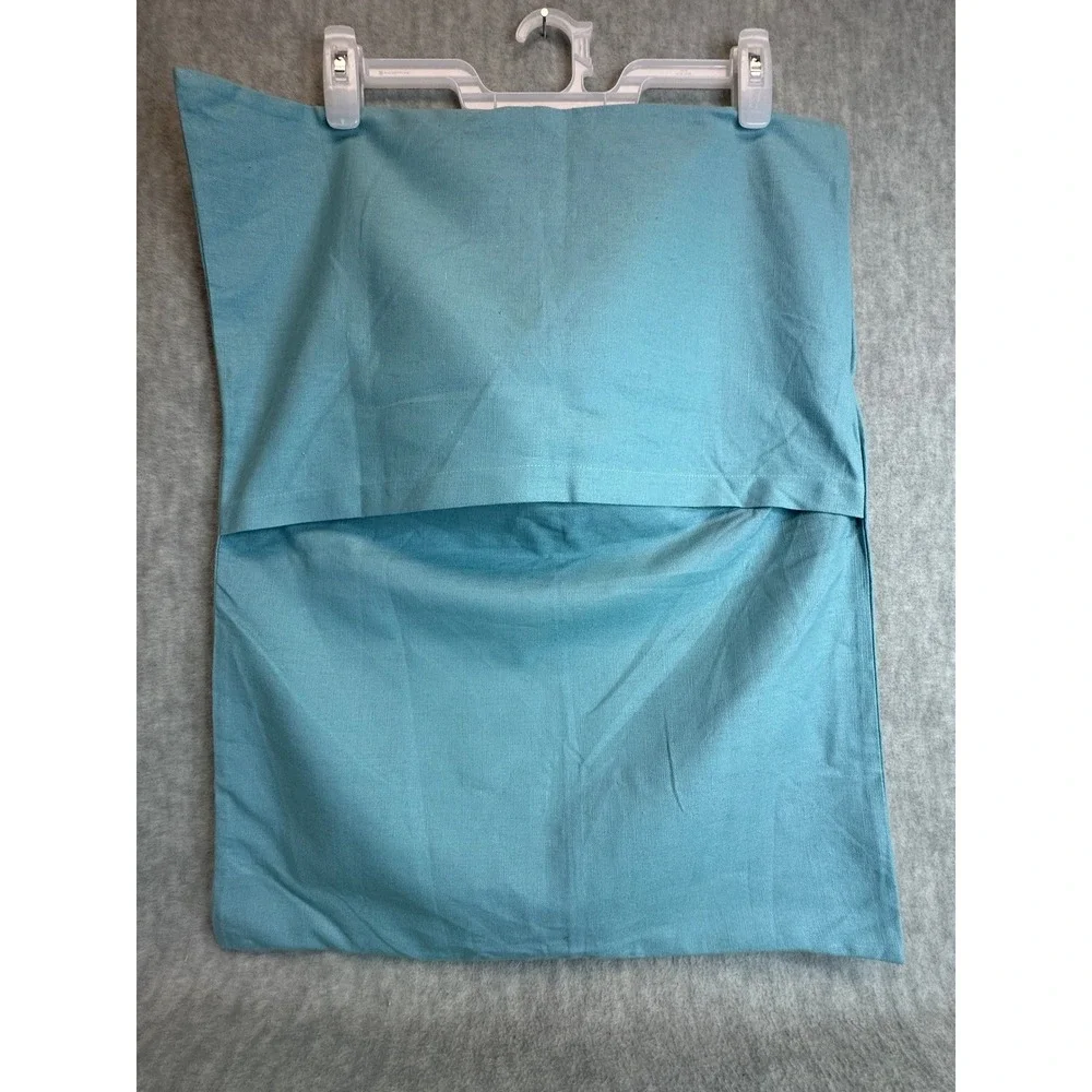 West Elm Solid‎ Teal Aqua Woven Pillow Shams Envelope Closure Linen Cotton